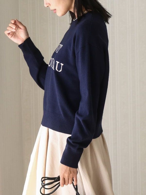 LOGO羊毛混紡針織衫[2WAY](海軍藍(57)/38)