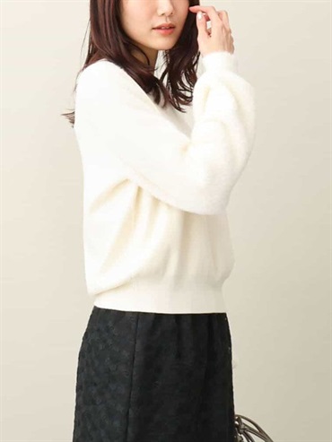 絨毛袖針織上衣(白色(90)/38)