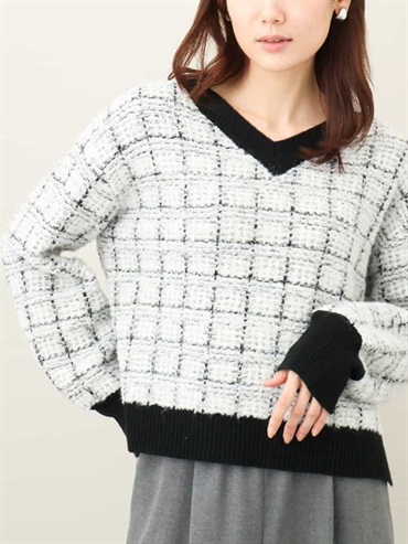 花呢風格紋針織衫