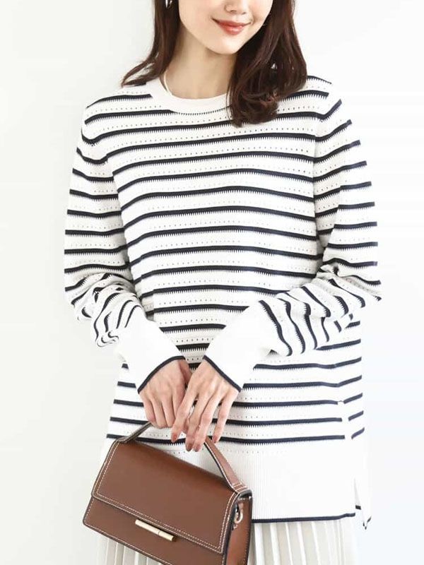 圖紋編織條紋針織衫