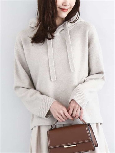 連帽短版針織衫(米色(82)/38)