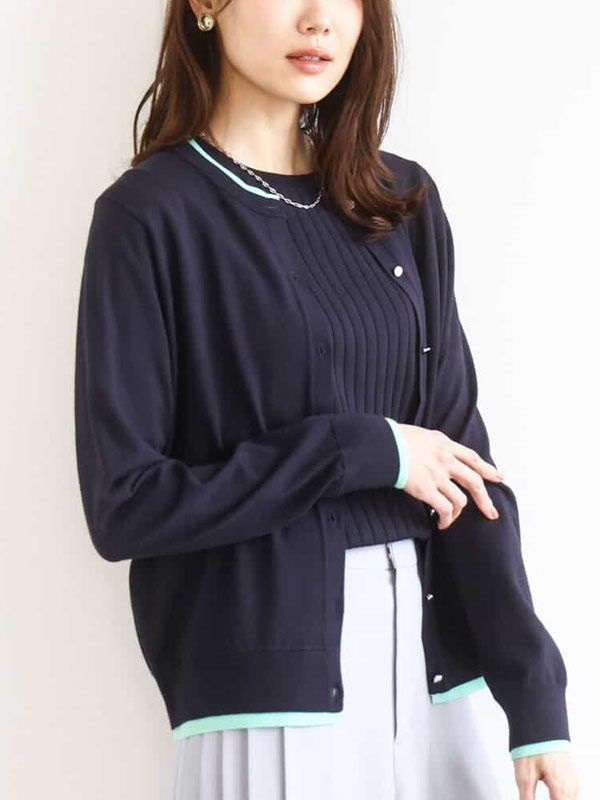 配色設計針織衫[二件式](海軍藍(57)/38)