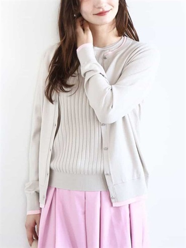 配色設計針織衫[二件式](淺灰色(91)/38)