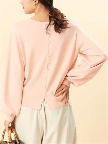 後背珍珠釦設計針織衫(淺粉紅色(01)/38)
