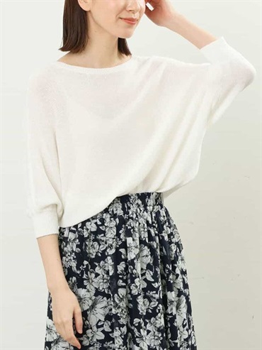 經典連袖針織衫(白色(90)/38)