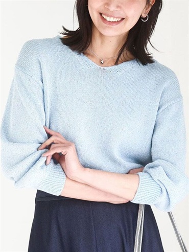 亮絲V領針織衫[結子紗]