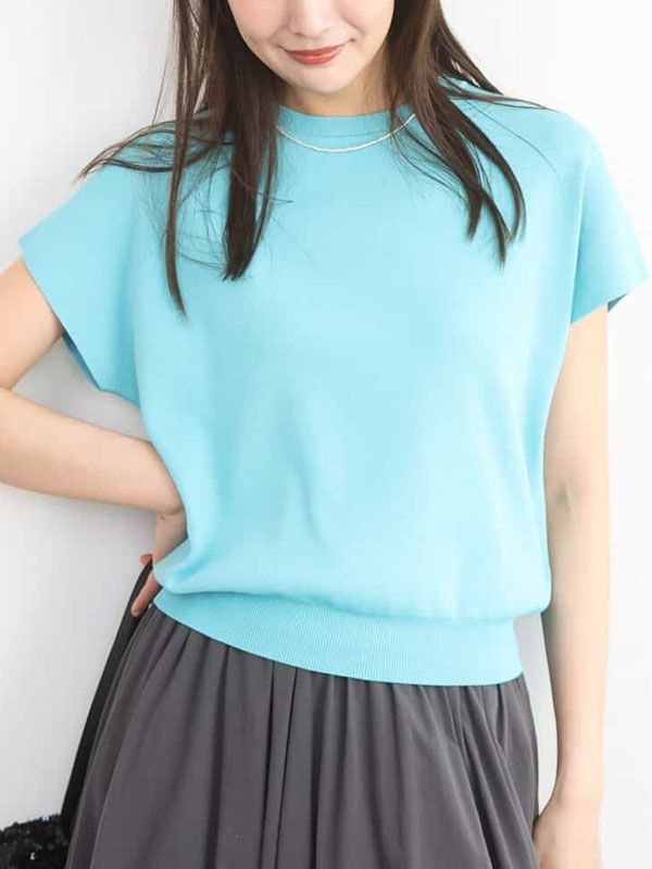 法式袖針織衫[抗UV/涼感](綠松石色(30)/38)