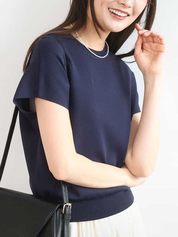 法式袖針織衫[抗UV/涼感](海軍藍(57)/38)