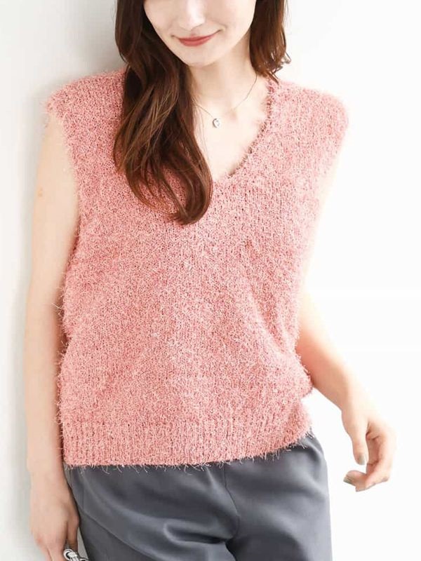金蔥絨毛針織背心[2WAY](粉紅色(03)/38)