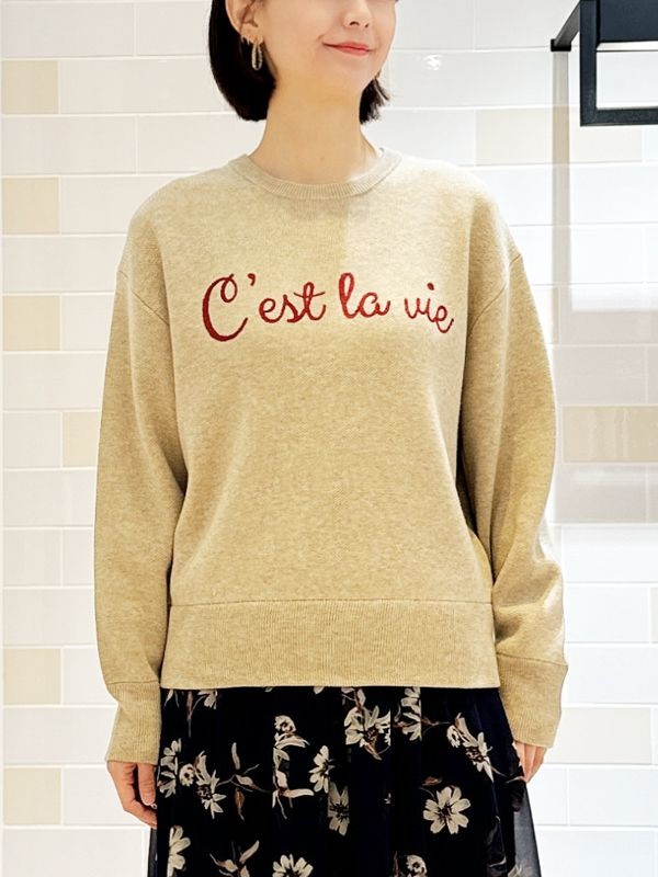 刺繡語意針織衫(米色(82)/38)