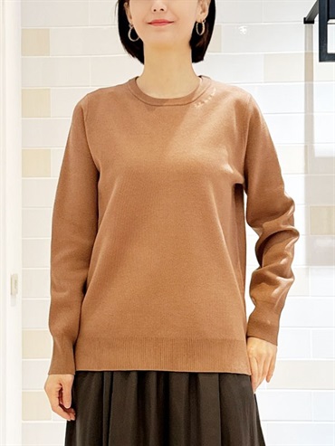 圓領刺繡針織衫(駝色(83)/38)