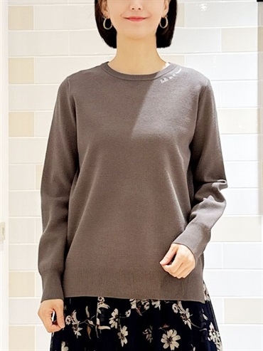 圓領刺繡針織衫(深灰色(93)/38)