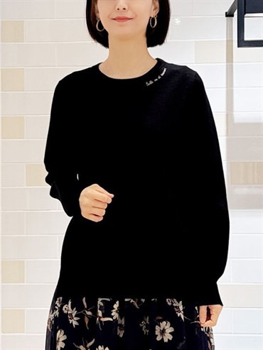 圓領刺繡針織衫(黑色(94)/38)