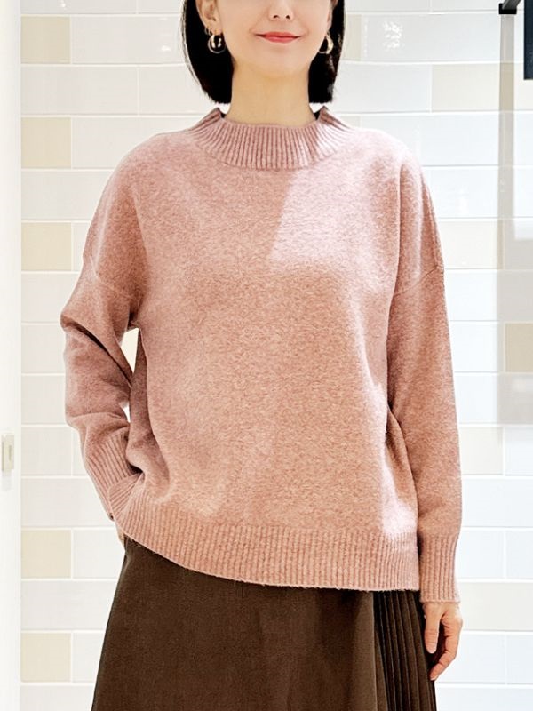 柔軟圓領針織衫(粉紅色(03)/38)