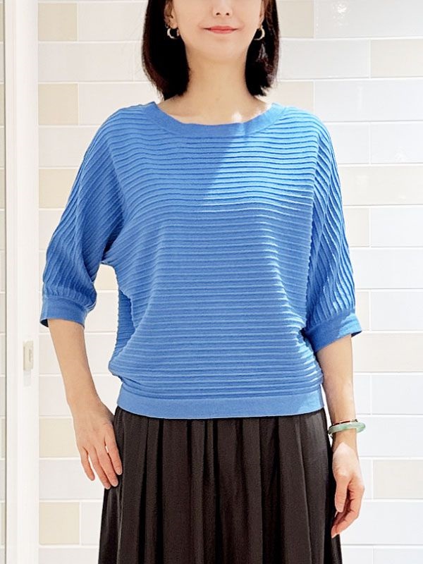優雅連袖針織衫(藍色(55)/38)