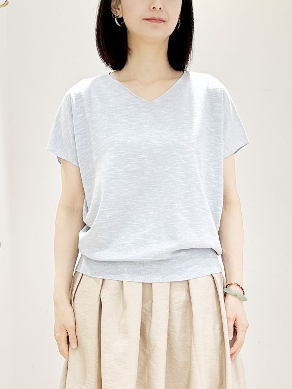 法式袖金蔥針織衫(天藍色(50)/38)