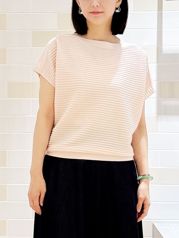 凹凸條紋組織針織衫(粉紅色(02)/38)