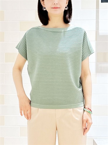 凹凸條紋組織針織衫(綠色(35)/38)