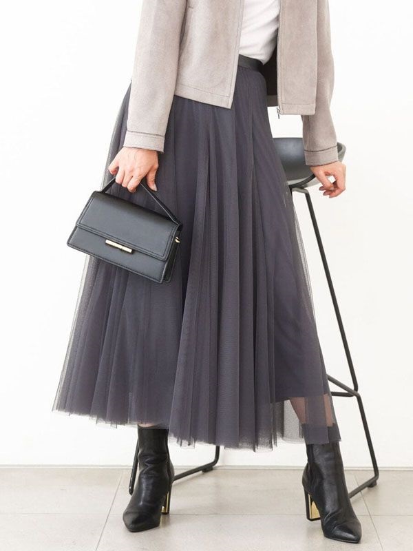 蓬鬆薄紗裙(深灰色(93)/38)