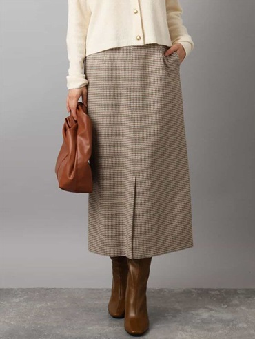 格紋窄版長裙