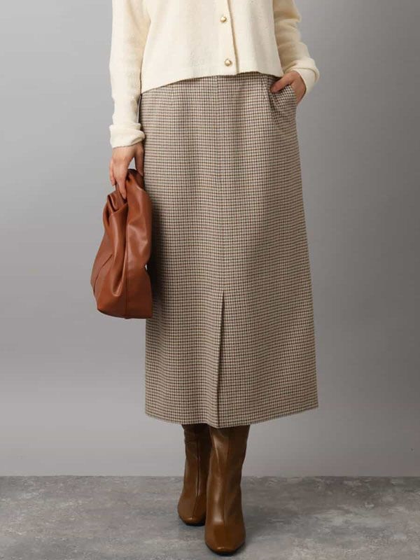 格紋窄版長裙