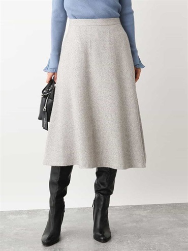 毛圈花呢人字紋喇叭裙