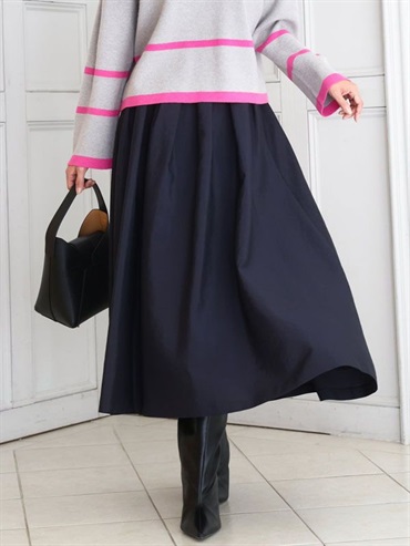 復古加工打褶抽皺裙(海軍藍(57)/38)