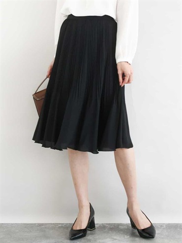 雪紡百褶裙[2WAY](黑色(94)/38)