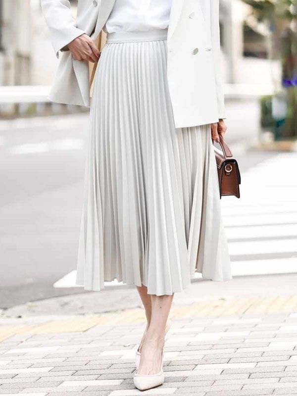 百褶設計裙(米色(82)/38)