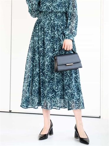 花卉線條雪紡裙[可機洗]