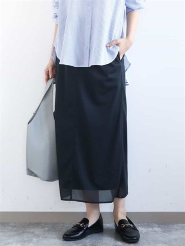 Tricot透膚合身鉛筆裙[歐根紗](海軍藍(57)/38)