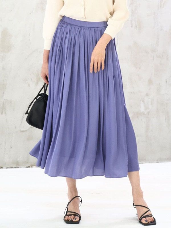 緞面壓褶裙[抗UV]