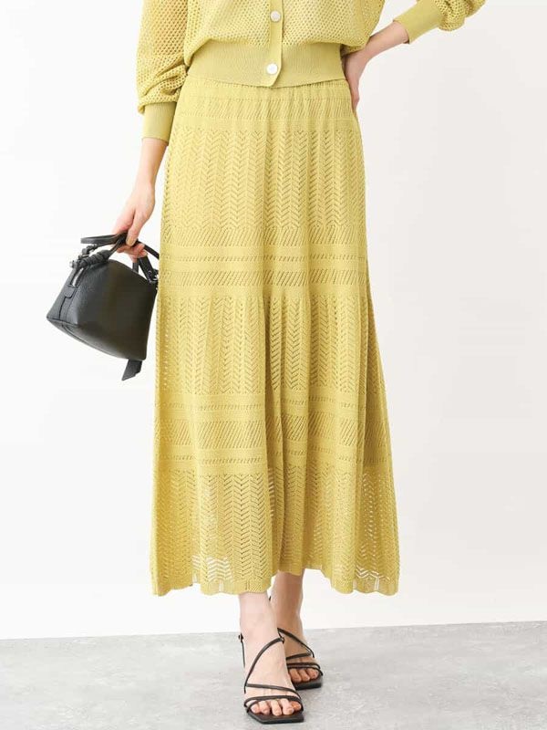 鉤織變化針織裙(黃色(25)/38)