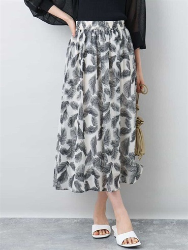 葉紋雪紡裙[可機洗](米白色(80)/38)