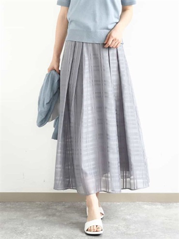 透膚立體格紋裙[可機洗](灰色(92)/38)