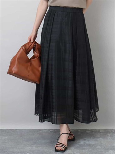 透膚立體格紋裙[可機洗](黑色(94)/38)