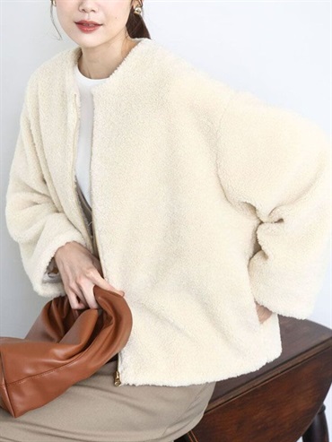 無領布勞森[羊羔毛](米白色(80)/38)