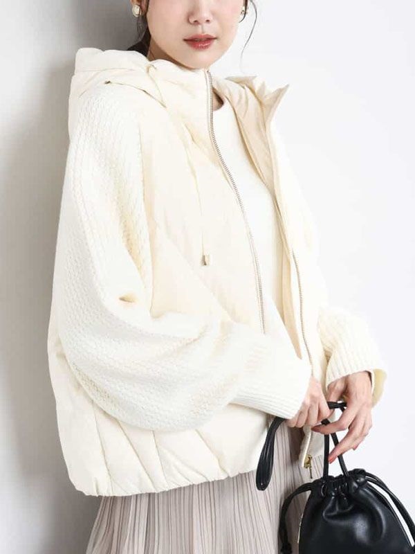 針織拼接羽絨布勞森(米白色(80)/38)