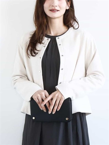 仿麂皮按釦短版外套(米白色(80)/38)