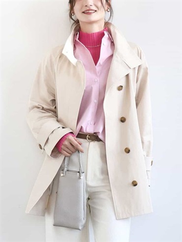 A-LINE輪廓斜紋大衣(米色(82)/38)