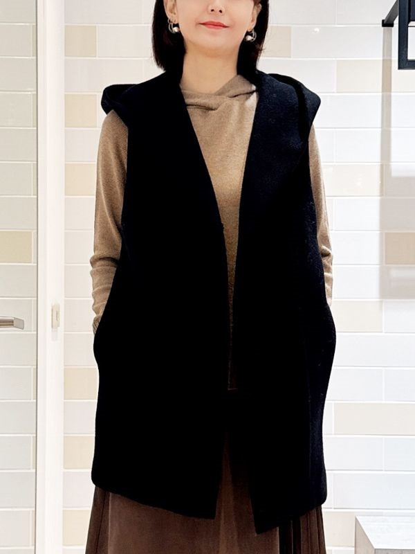 毛料連帽背心(黑色(94)/38)