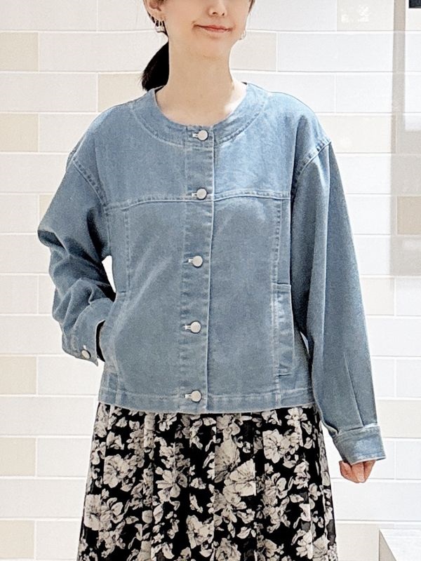 圓領丹寧外套(淺藍色(52)/38)