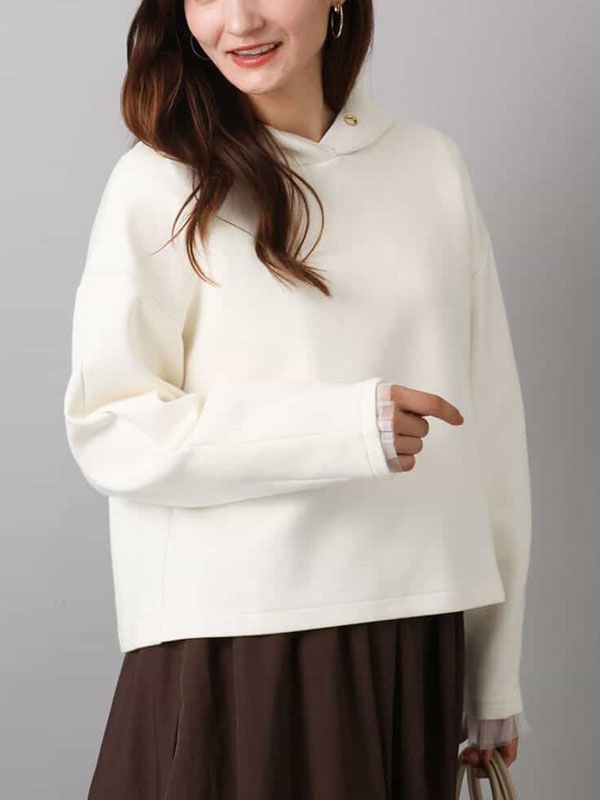 太空棉短版連帽上衣[可機洗](米白色(80)/38)