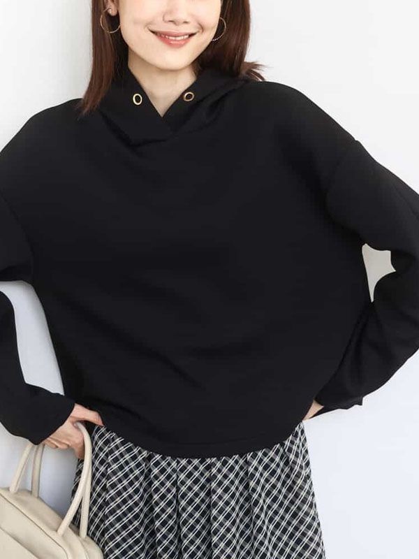 太空棉短版連帽上衣[可機洗](黑色(94)/38)