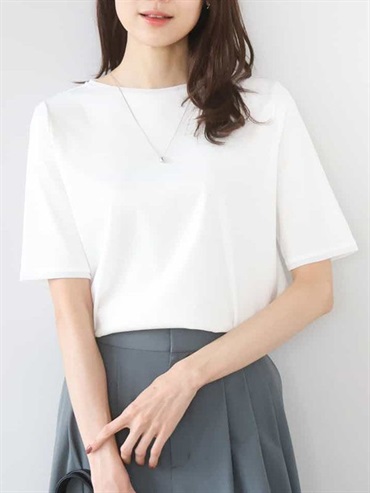 絲光羅紋五分袖上衣(白色(90)/38)