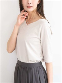 2WAY領型設計羅馬布上衣[抗UV/涼感]