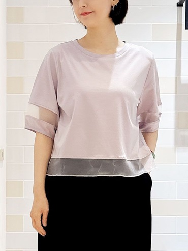 泡芙袖上衣[涼感](薰衣草紫(60)/38)