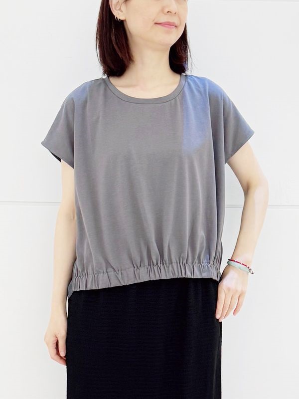 法式袖剪接上衣[涼感/可機洗](深灰色(93)/38)