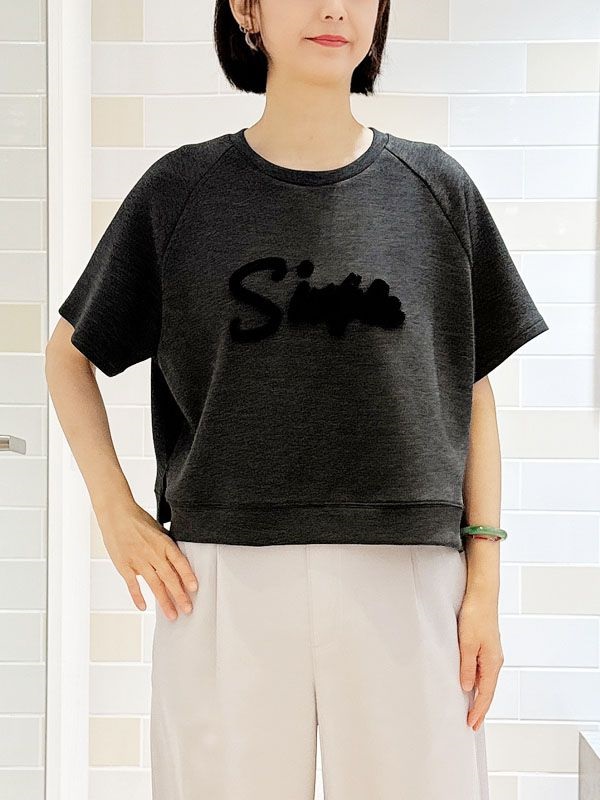 緞帶裝飾字母T恤(深灰色(93)/38)