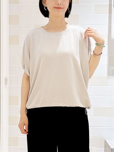 抽繩設計連袖上衣[涼感](淺灰色(91)/38)